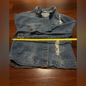Blue Denim Jean Jacket Large Long Sleeve Button Cotton Blend    (62)